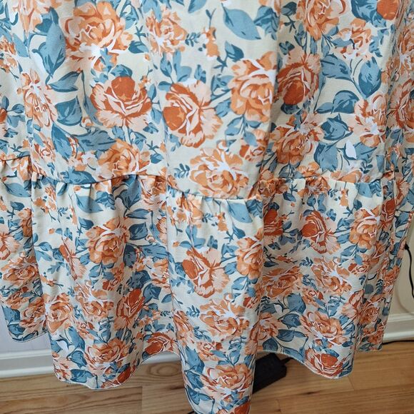 SHEIN VCAY Allover Floral Print Square Neck Puff Sleeve Dress Womens 4XL Smocked - Picture 7 of 10